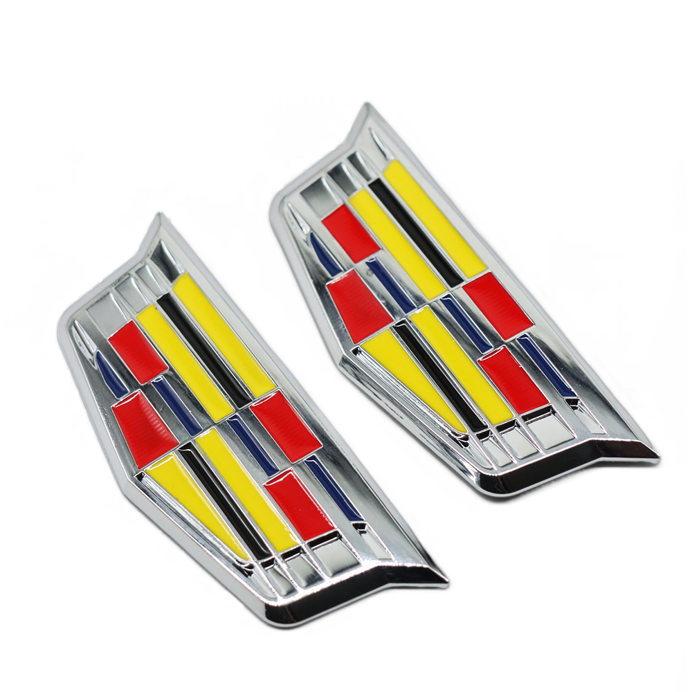 2PCS Escalade CTS STS DTS SRX XTS Metal Fender Marker Door Emblem Chrome Color Cadillac 84552887
