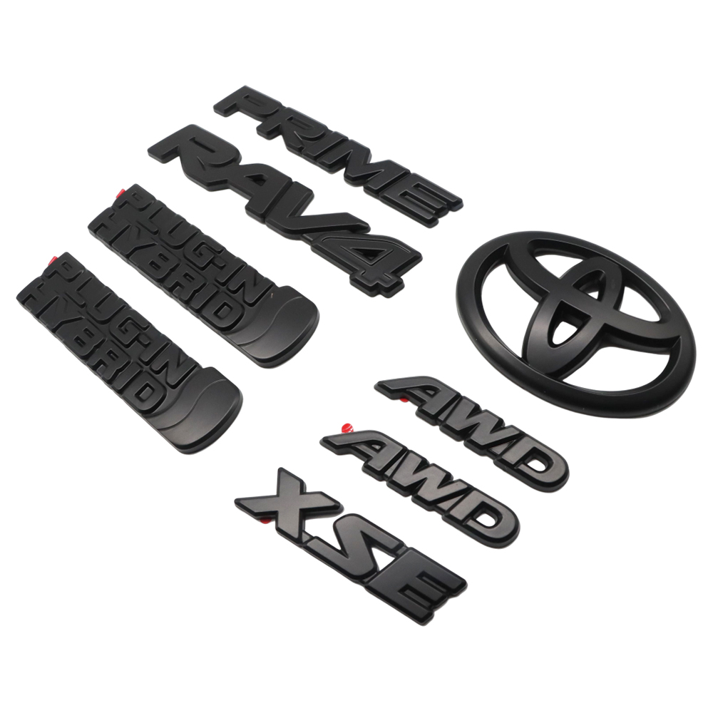 8pcs 2021-2024 RAV4 Prime XSE AWD Emblem Overlay Matte Blackout Toyota