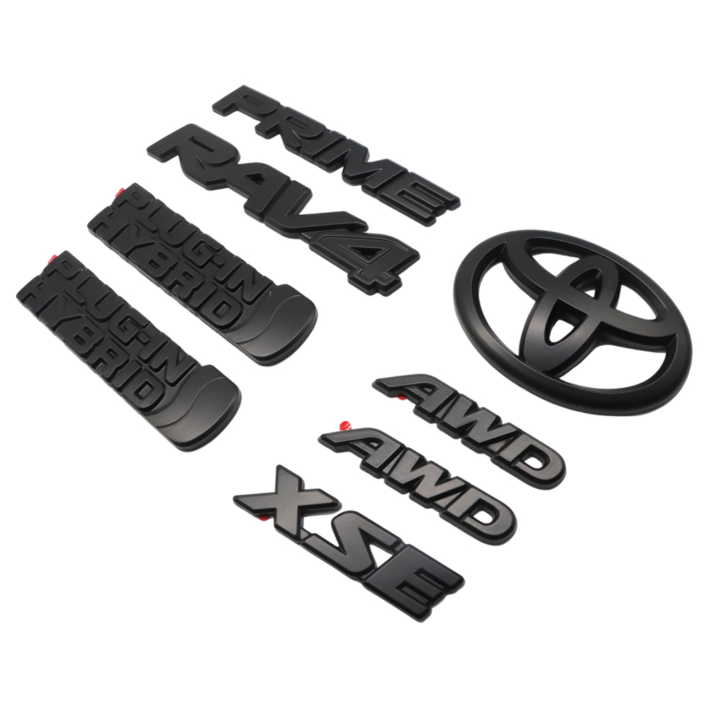 8pcs 2021-2024 RAV4 Prime XSE AWD Emblem Overlay Matte Blackout Toyota