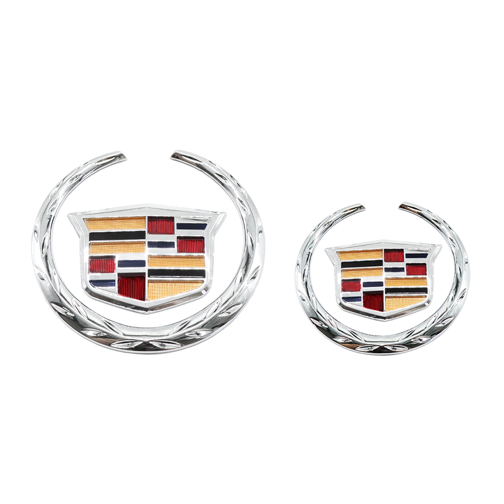 2Pcs Escalade SRX CTS CT6 ATS DTS Plastic Front Grille Rear Emblem Chrome Cadillac
