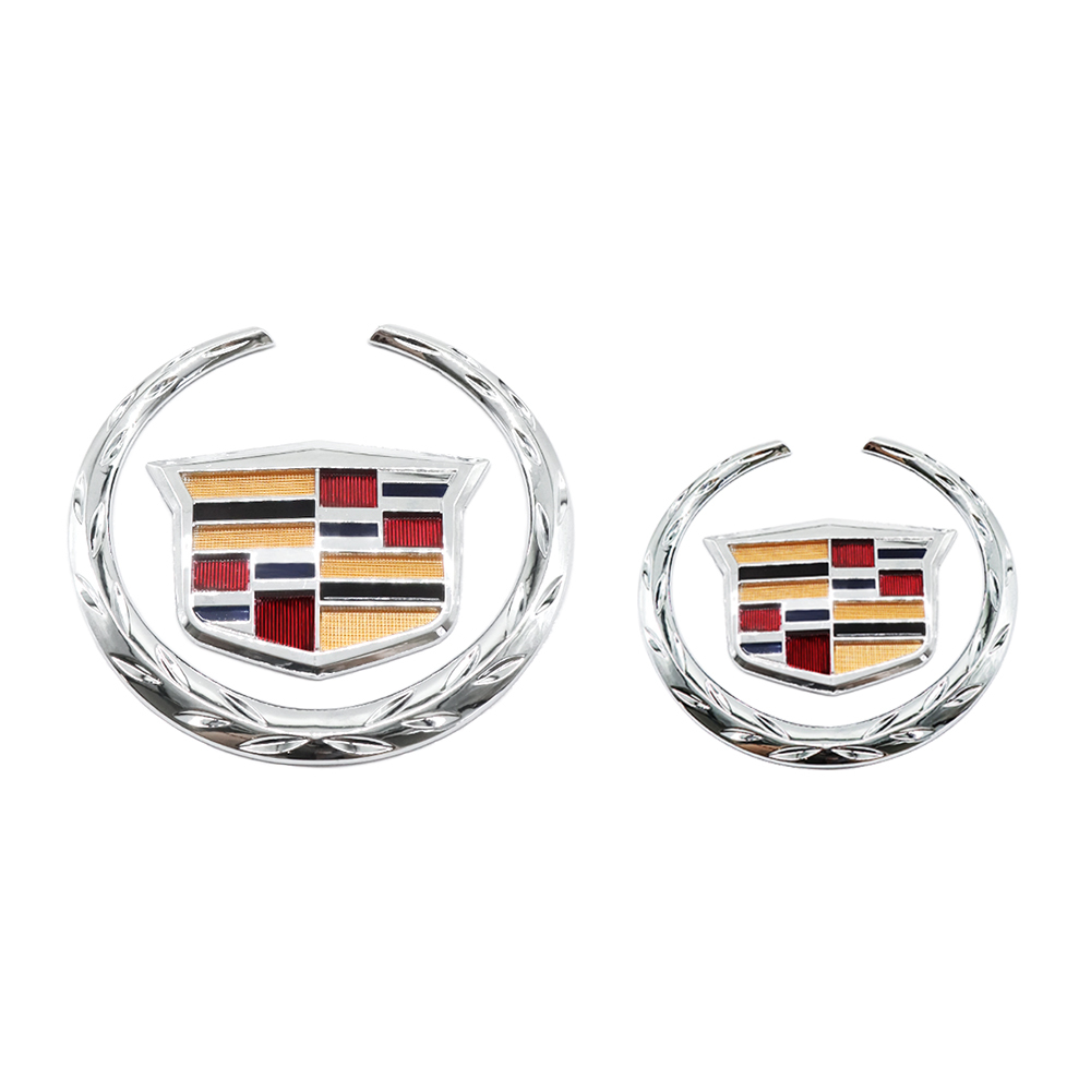2Pcs Escalade SRX CTS CT6 ATS DTS Plastic Front Grille Rear Emblem Chrome Cadillac