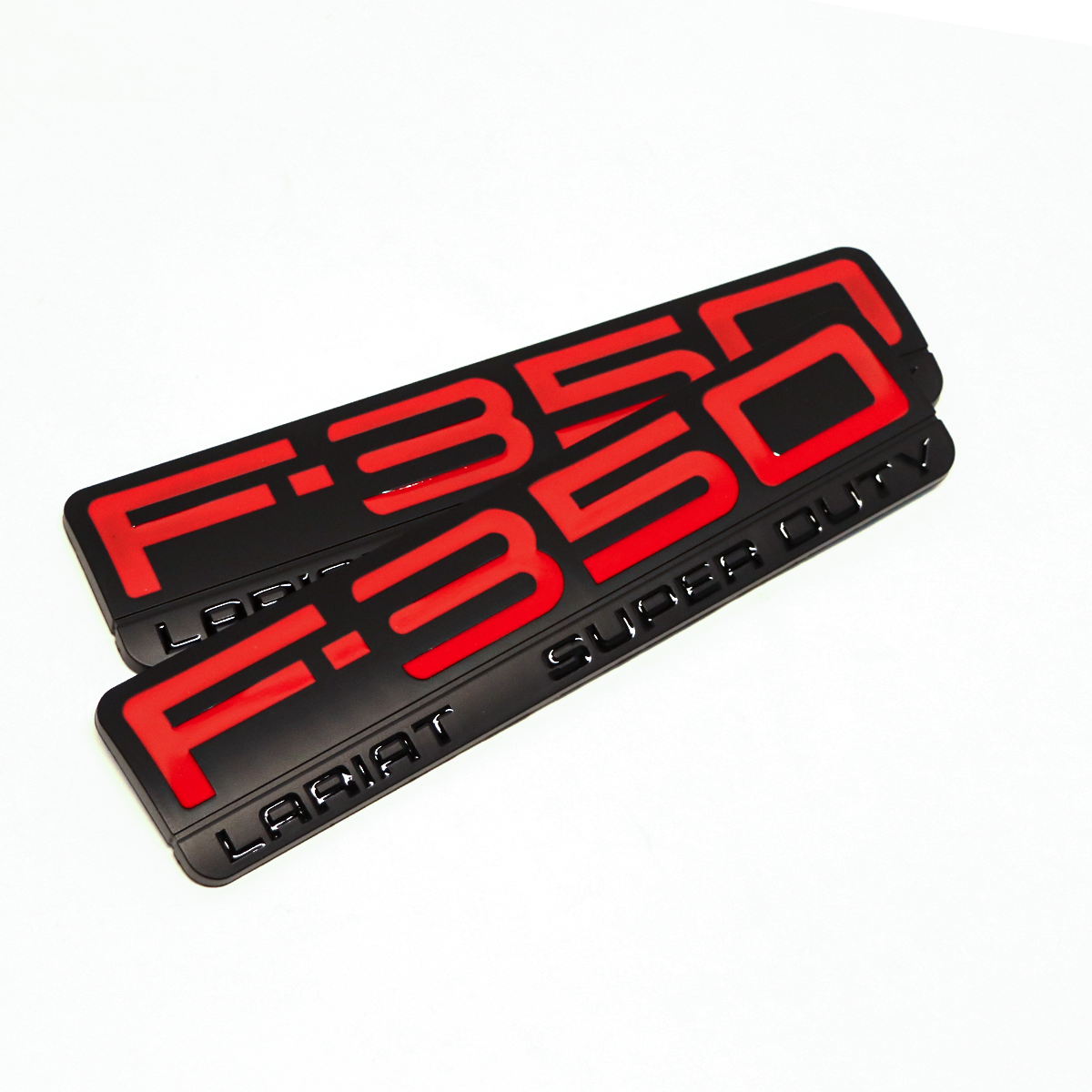 2Pcs 2005-2007 F-350 Lariat Super Duty Fender Badge ABS Red Black Ford 3D Sticker Decal Nameplate