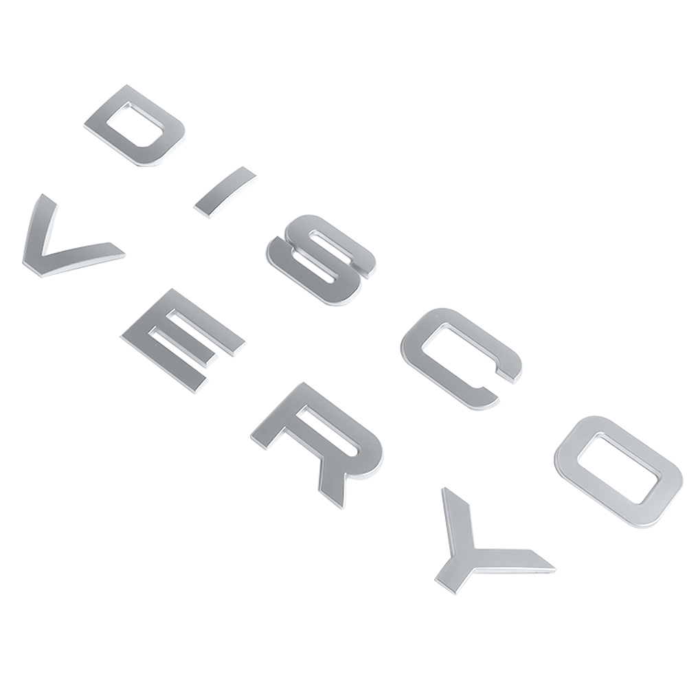 1pc Discovery Plastic Front Hood / Rear Tailgate Letters Sticker Matte Silver Land Rover 