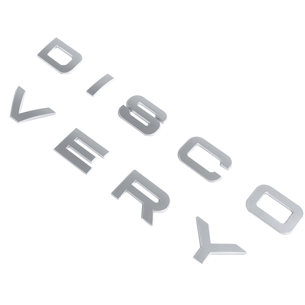 1pc Discovery Plastic Front Hood / Rear Tailgate Letters Sticker Matte Silver Land Rover 
