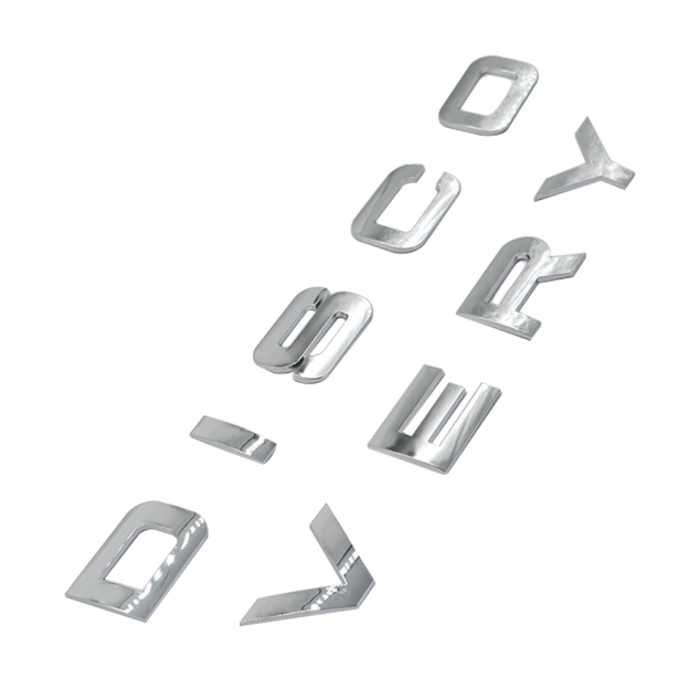 1pc Discovery Plastic Front Hood / Rear Tailgate Letters Sticker Glossy Silver Land Rover 