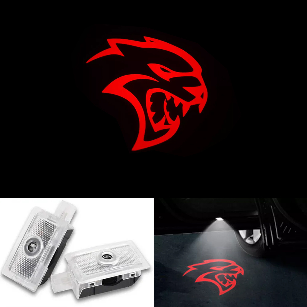 2pcs For 2006-2023 Charger Hellcat HD Car LED Door Courtesy Puddle projector Light Red Dodge 