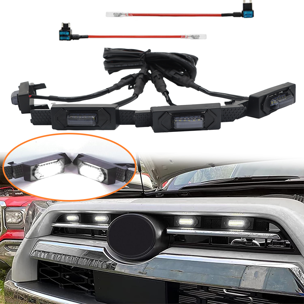 4PCS 2020-2024 4Runner ABS Plastic Front Grill LED Lights White Toyota