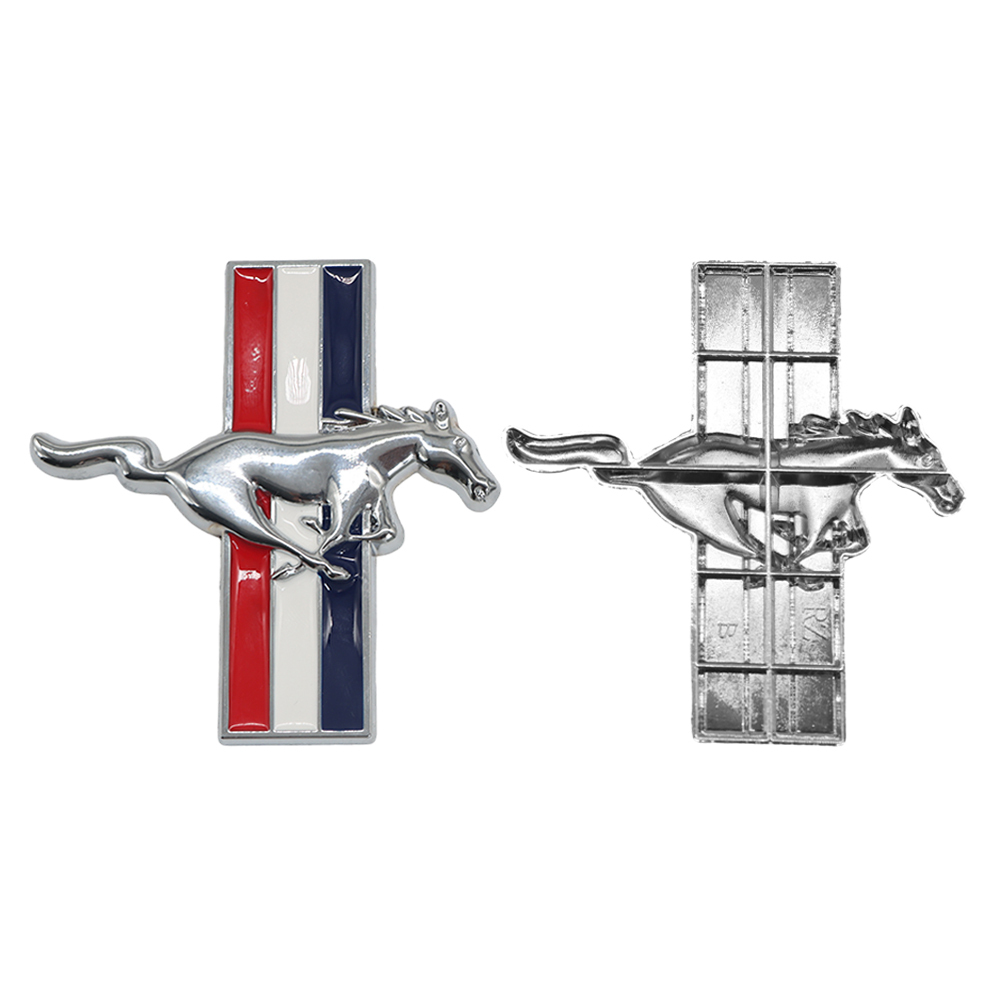 Ford Mustang GT Side Fender Running Horse Emblems Badges Nameplate 3D Stickers Decals Chrome Blue Red White 2PCS SET  