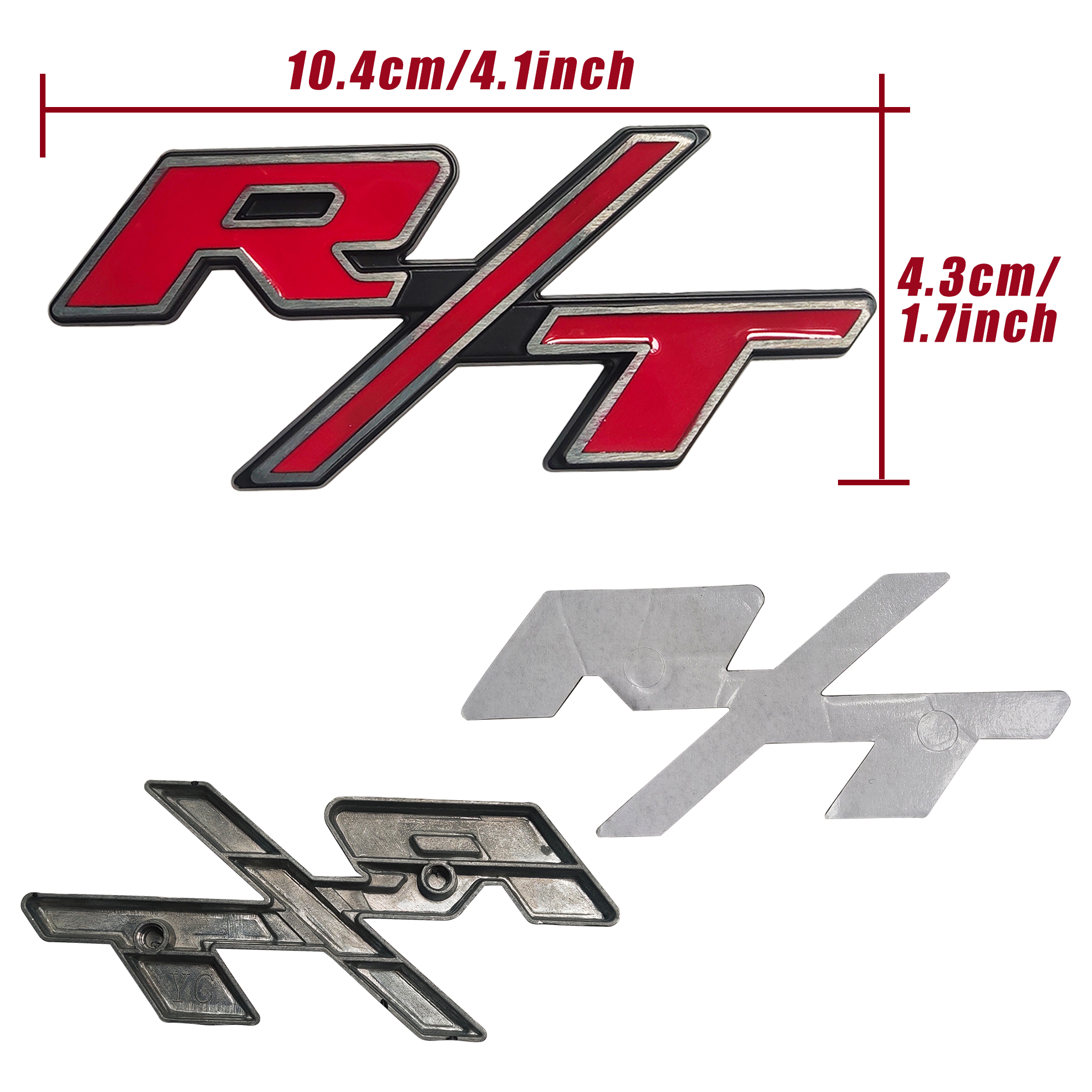 Dodge Charger Challenger OEM RT Emblems Side Fender R/T Nameplate Badge 3D Sticker Decal Black Red Silver 2PCS
