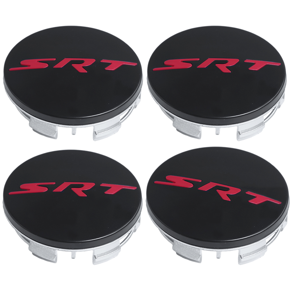 63MM Dodge Charger Challenger SRT Wheel Center Caps SRT 2011-2022 Rim Center Cover Black Red 4PCS SET 