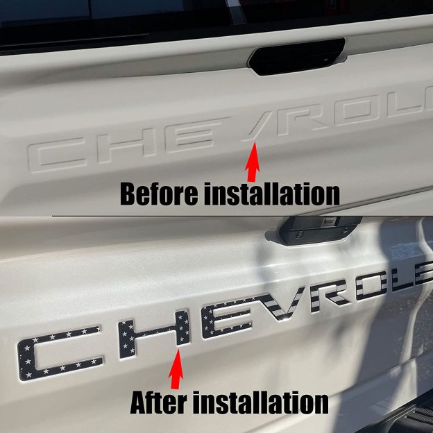 [Copy]2019-2026 Silverado 1500 2500HD 3500HD Acrylic Tailgate Insert Letter Black US Flag Chevrolet Letter
