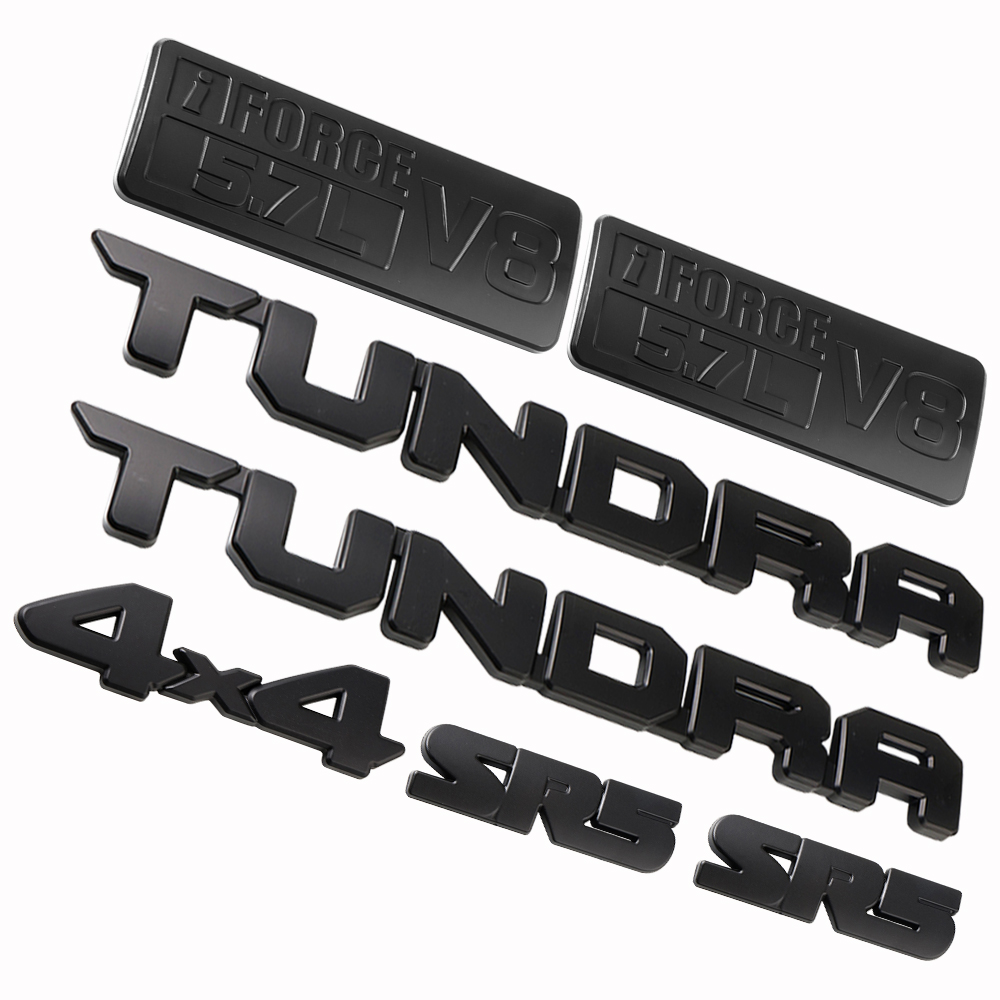 7PCS 2014-2021 TUNDRA ABS SR5 I-Force 5.7L V8 Blackout 4X4 3D Overlay Badge Matte Black Toyota PT948-34181-02