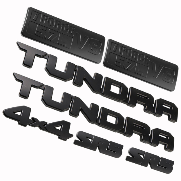 7PCS 2014-2021 TUNDRA ABS SR5 I-Force 5.7L V8 Blackout 4X4 3D Overlay Badge Matte Black Toyota PT948-34181-02