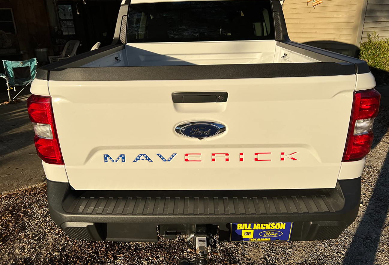 Ford MAVERICK 2022-2023 Letters Rear Tailgate Emblems Nameplate 3D Decal Sticker Blue Red US Flag