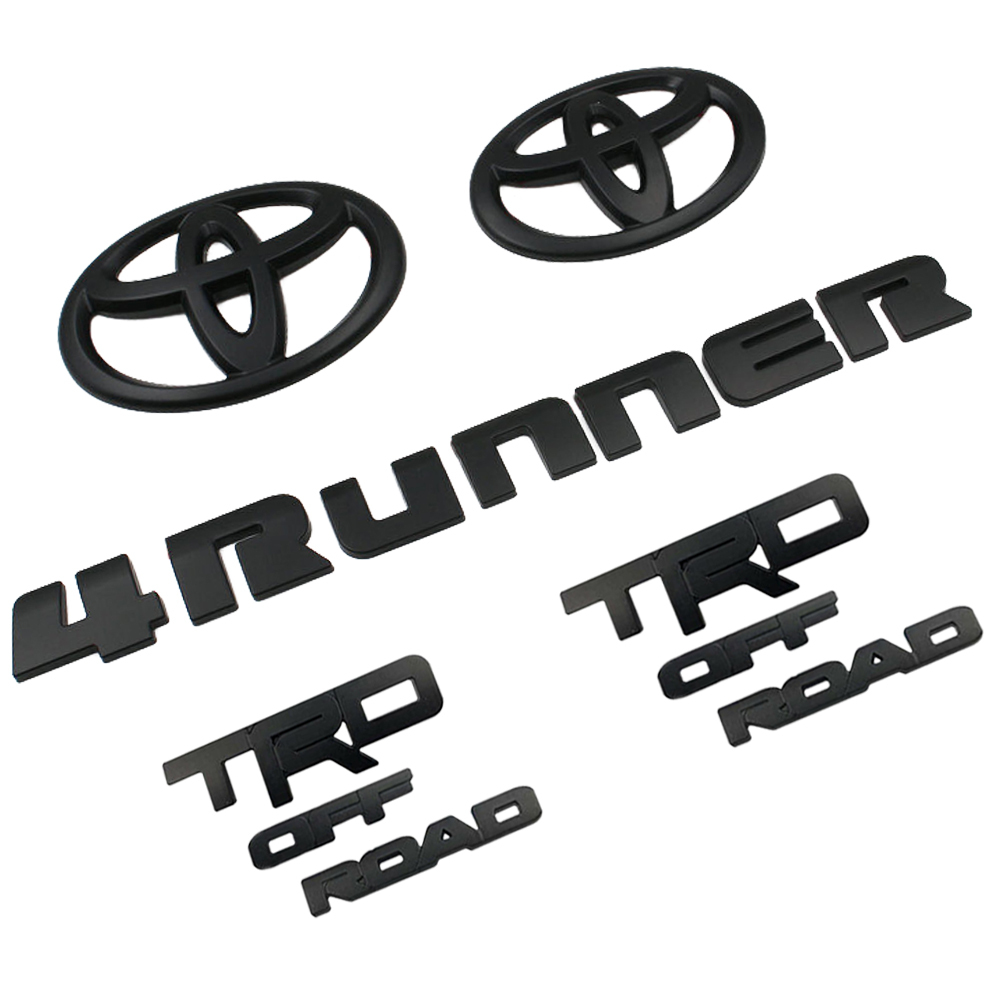 5PCS 2010-2024 4Runner TRD OFF ROAD ABS Plastic Front Rear Overlay Emblem Matte Black Toyota PT948-89200-02