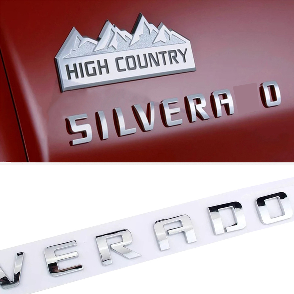 4pcs 2007-2018 Silverado 1500 2500 Plastic Front Rear Door Side Tailgate Letters Chrome Chevrolet