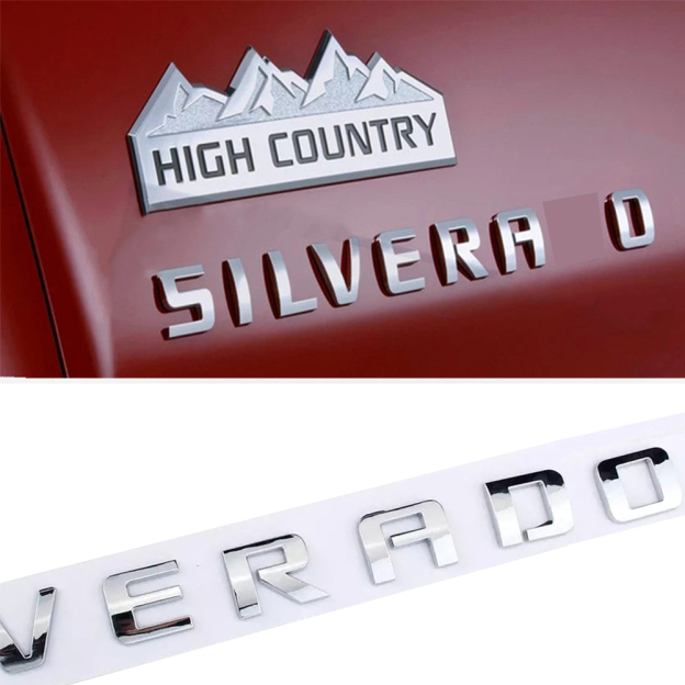 4pcs 2007-2018 Silverado 1500 2500 Plastic Front Rear Door Side Tailgate Letters Chrome Chevrolet