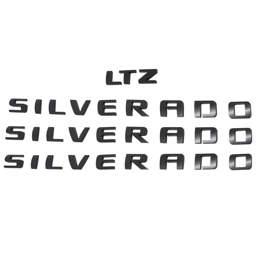 4pcs 2007-2018 Silverado 1500 2500 Plastic Front Rear Door Side Tailgate Letters Matte Black Chevrolet