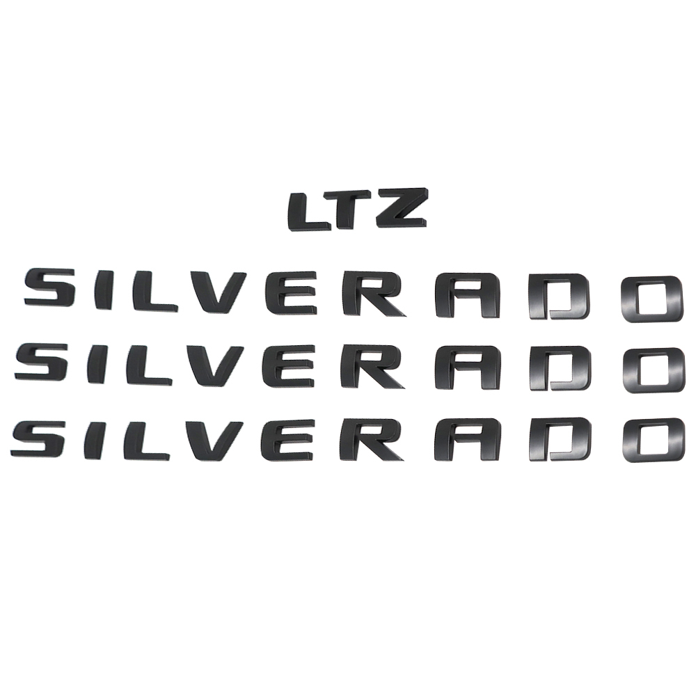 4pcs 2007-2018 Silverado 1500 2500 Plastic Front Rear Door Side Tailgate Letters Matte Black Chevrolet