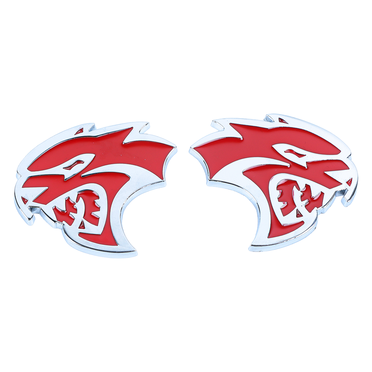 2Pcs 2015-2019 Charger Challenger ABS Hellcat Badge Red Chrome Dodge Devilcat Decal Nameplate