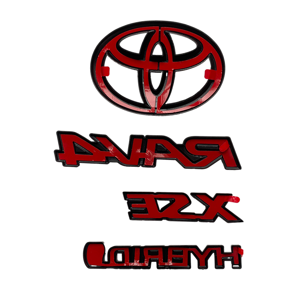 4PCS 2019-2024 RAV4 XSE Hybrid ABS Plastic Front Door Overlay Emblem Matte Black Toyota 