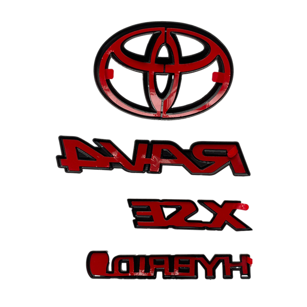 4PCS 2019-2024 RAV4 XSE Hybrid ABS Plastic Front Door Overlay Emblem Matte Black Toyota 