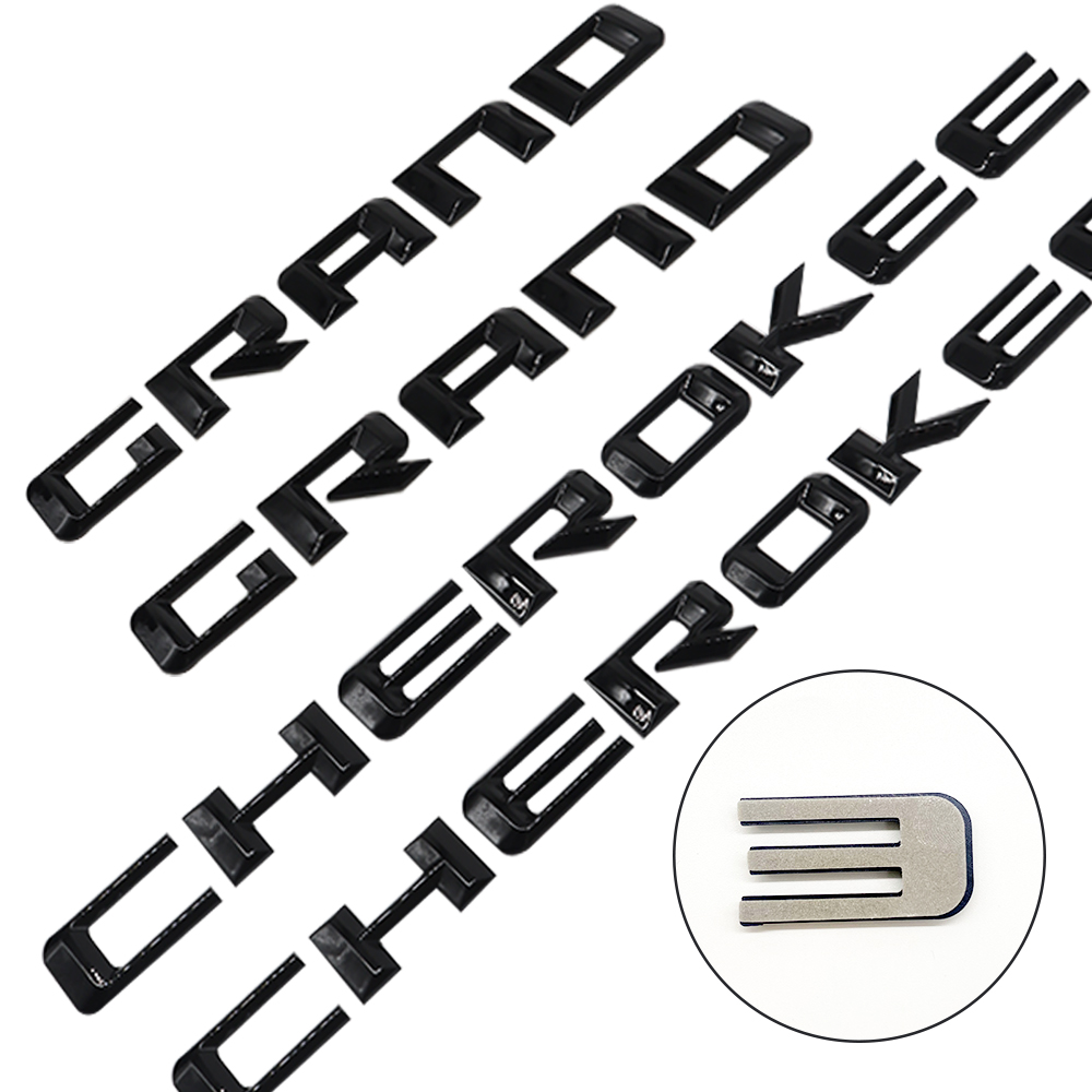 2Pcs 2014-2016 Grand Cherokee Plastic Door Letters Gloss Black Left Right Jeep