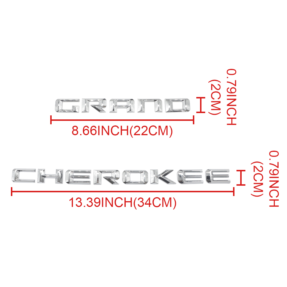 1Pc 2014-2016 Grand Cherokee Plastic Door Letters Left Right Chrome Jeep 