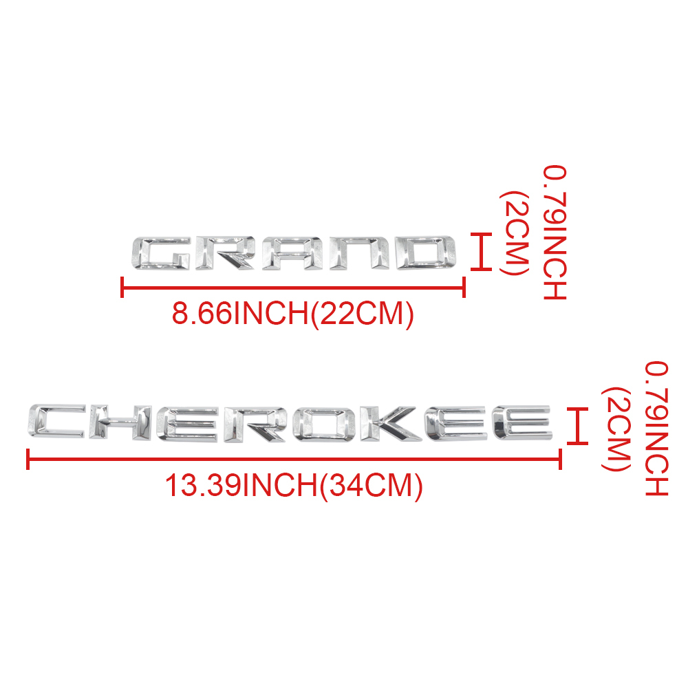 1Pc 2014-2016 Grand Cherokee Plastic Door Letters Left Right Chrome Jeep 