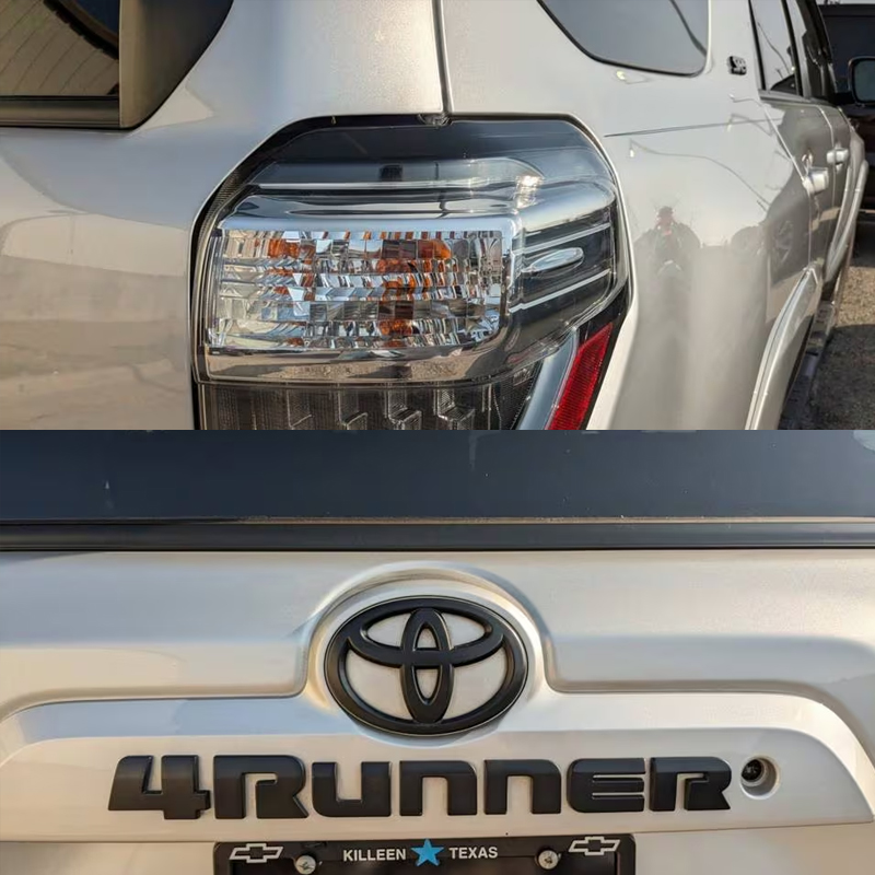 5PCS 2010-2024 4Runner SR5 Plastic Front Grille / Rear Tailgate / Door Side Overlay Emblem Matte Black Toyota