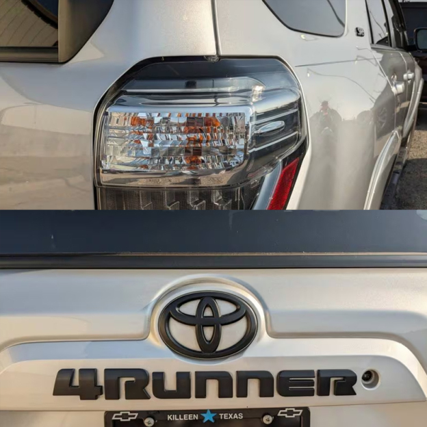 5PCS 2010-2024 4Runner SR5 Plastic Front Grille / Rear Tailgate / Door Side Overlay Emblem Matte Black Toyota