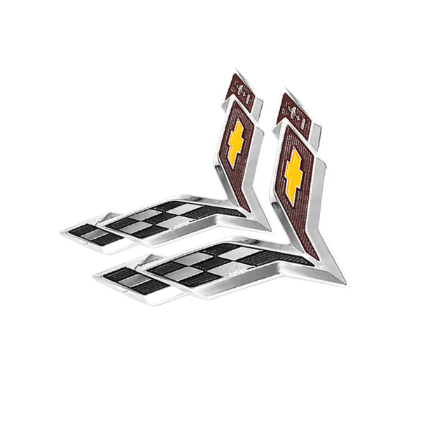 2pcs 2014-2019 C7 Corvette Plastic Front Hood Rear Crossed Flags Badge Chrome Chevrolet 23168616 23168615