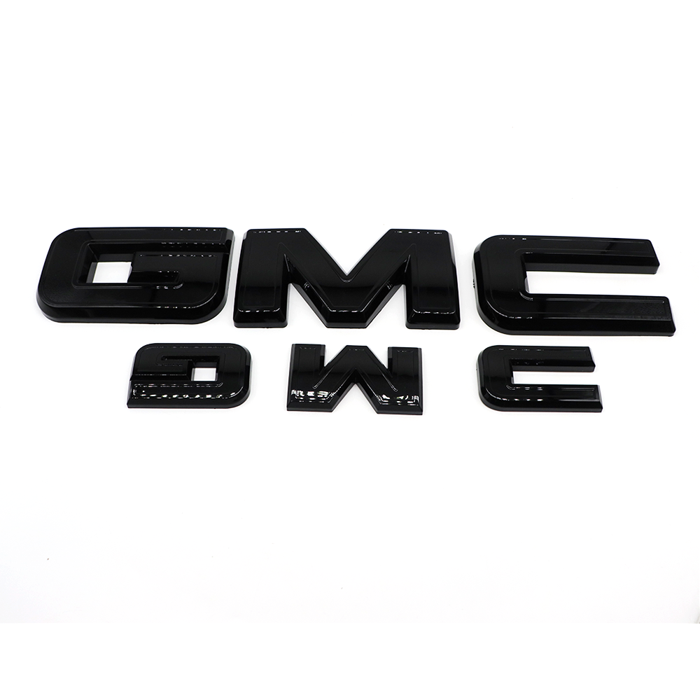 2Pcs 2021-2025 Yukon Yukon XL Plastic Front Rear Overlay Emblem Gloss Black GMC 