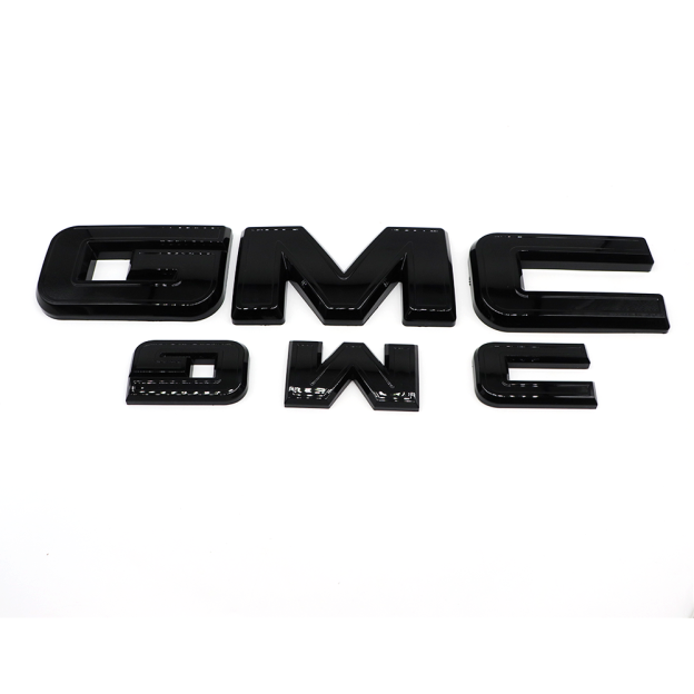 2Pcs 2021-2025 Yukon Yukon XL Plastic Front Rear Overlay Emblem Gloss Black GMC 