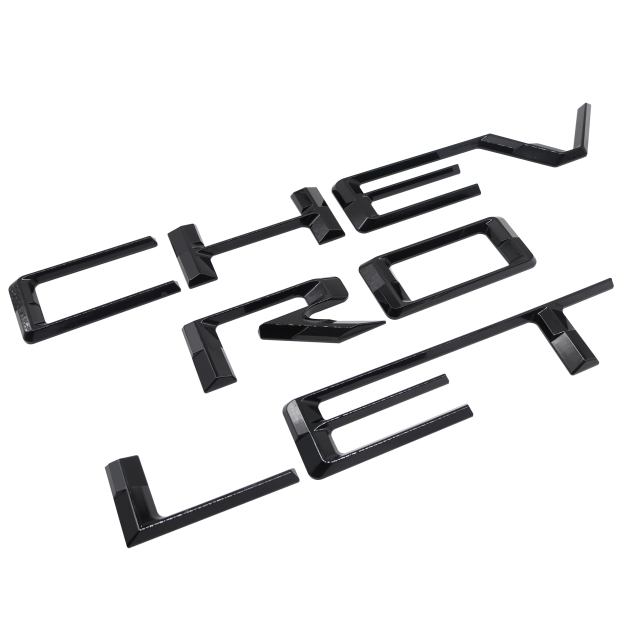 2019-2026 Silverado 1500 2500/3500HD ABS Plastic Tailgate Insert Letter Gloss Black Chevrolet