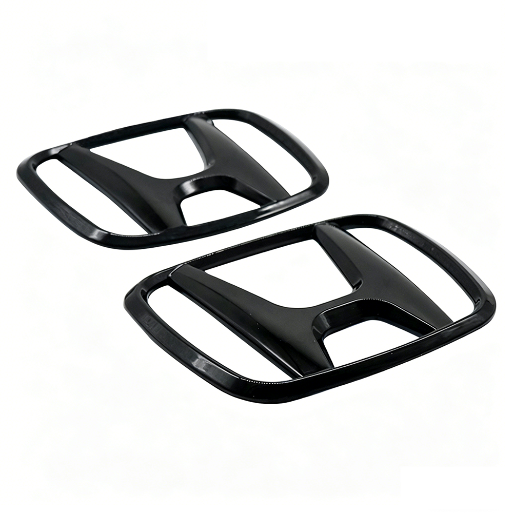 2Pcs 2015-2021 Civic Plastic Front Grille Rear Emblem Gloss Black Honda 75722-TBA-A00