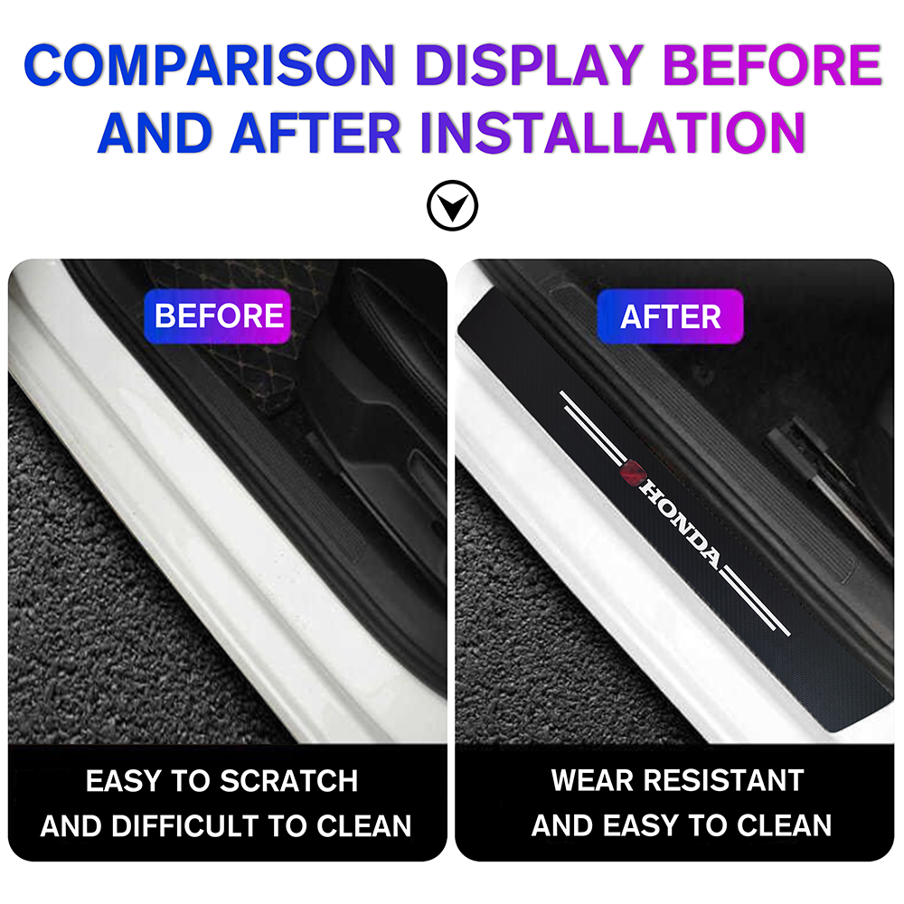 12Pcs Universal Honda Door Plate Sill Scuff Cover Cup Handle Sticker Black Honda