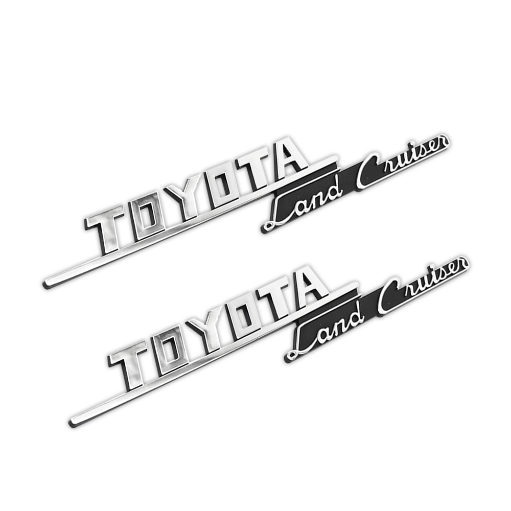 2pcs 1969-1974 Land Cruiser FJ40 FJ43 FJ45 Fender Side Emblem Left Right Black Chrome Toyota