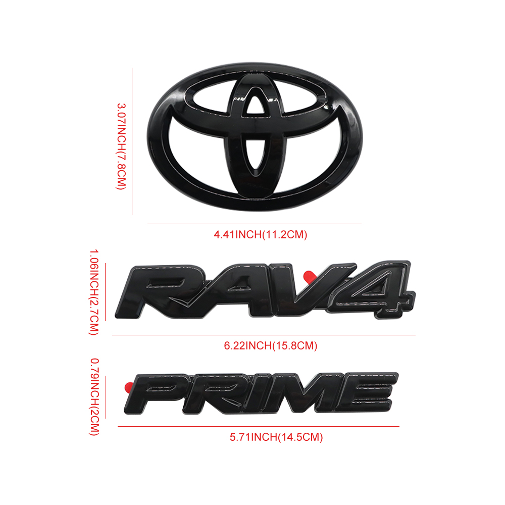 8pcs 2021-2024 RAV4 Prime XSE AWD Emblem Overlay Gloss Blackout Toyota