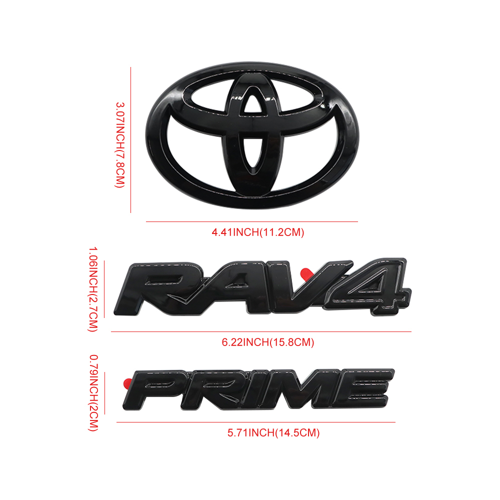 8pcs 2021-2024 RAV4 Prime XSE AWD Emblem Overlay Gloss Blackout Toyota