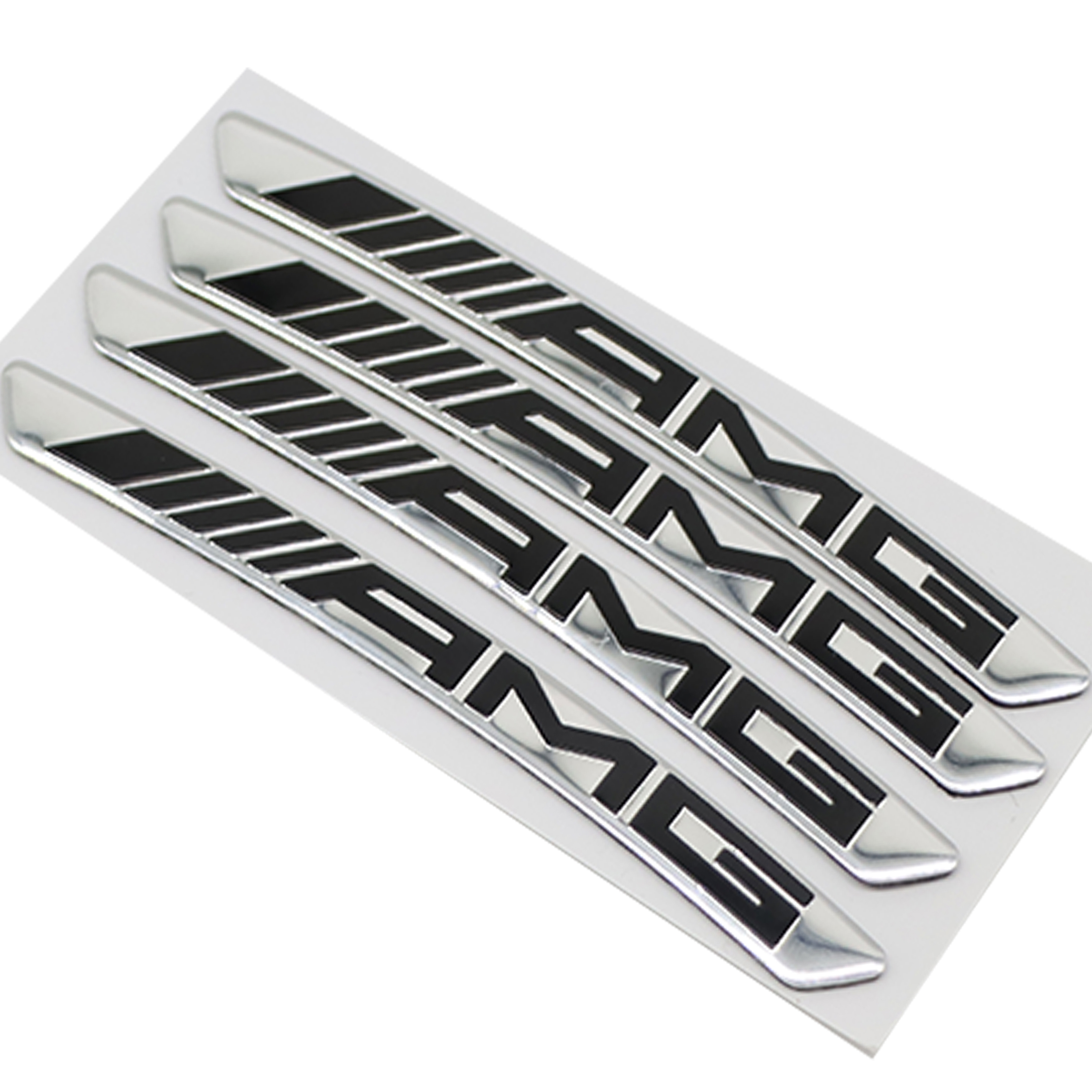 4PCS Fo AMG Sport Aluminum Wheels Rim Sticker Badge Decorate Decal Silver Black Mercedes-Benz