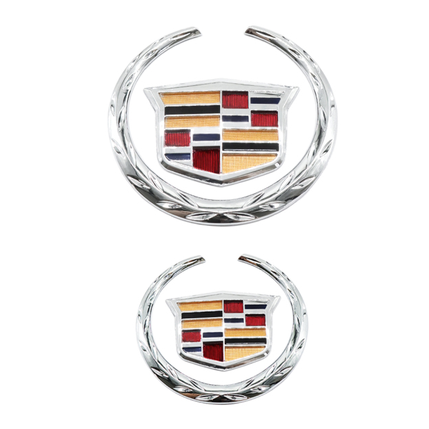 2Pcs Escalade SRX CTS CT6 ATS DTS Plastic Front Grille Rear Emblem Chrome Cadillac