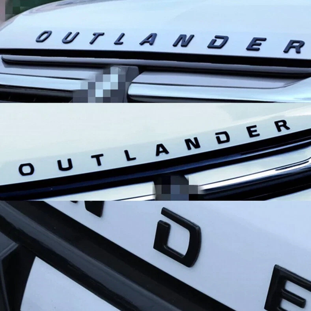 1PC 2003-2021 Outlander ABS Plastic 3D Raised Front Hood Letter Gloss Black Mitsubishi MZ553141EX