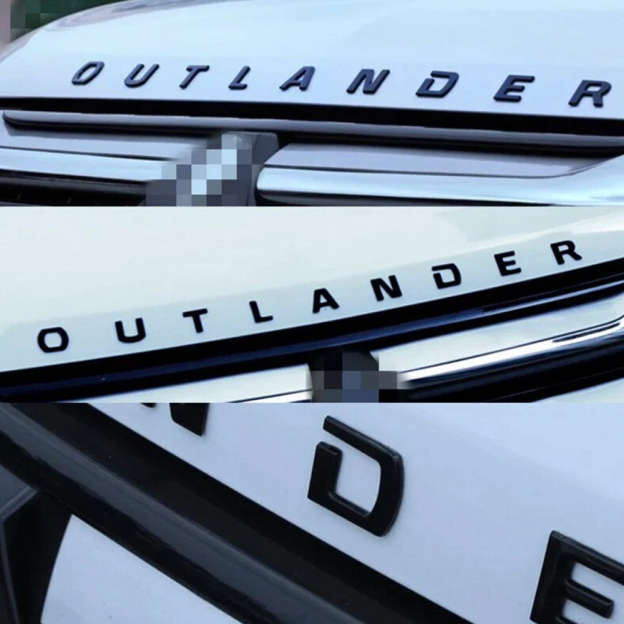 1PC 2003-2021 Outlander ABS Plastic 3D Raised Front Hood Letter Gloss Black Mitsubishi MZ553141EX