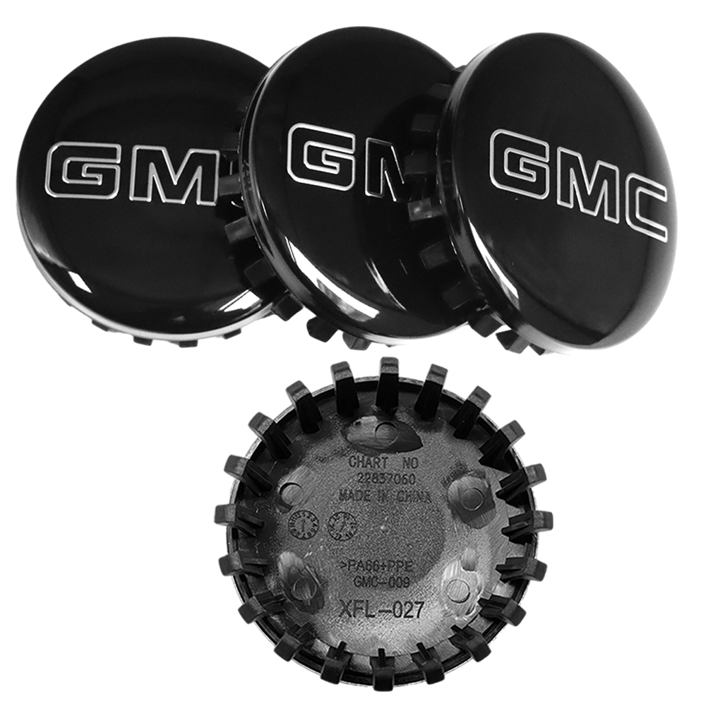 4PCS 2014-2020 Sierra Yukon Denali Plastic 83mm Wheel Center Caps Black GMC