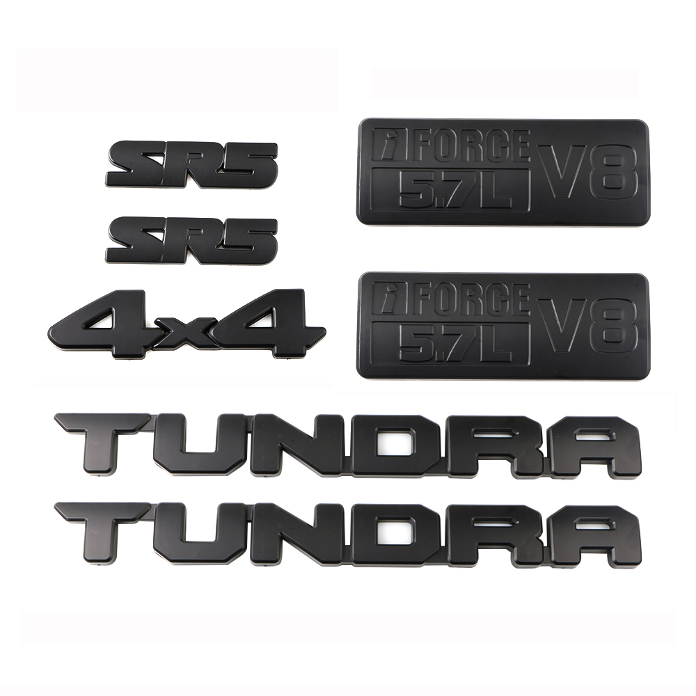 7PCS 2014-2021 TUNDRA ABS SR5 I-Force 5.7L V8 Blackout 4X4 3D Overlay Badge Matte Black Toyota PT948-34181-02