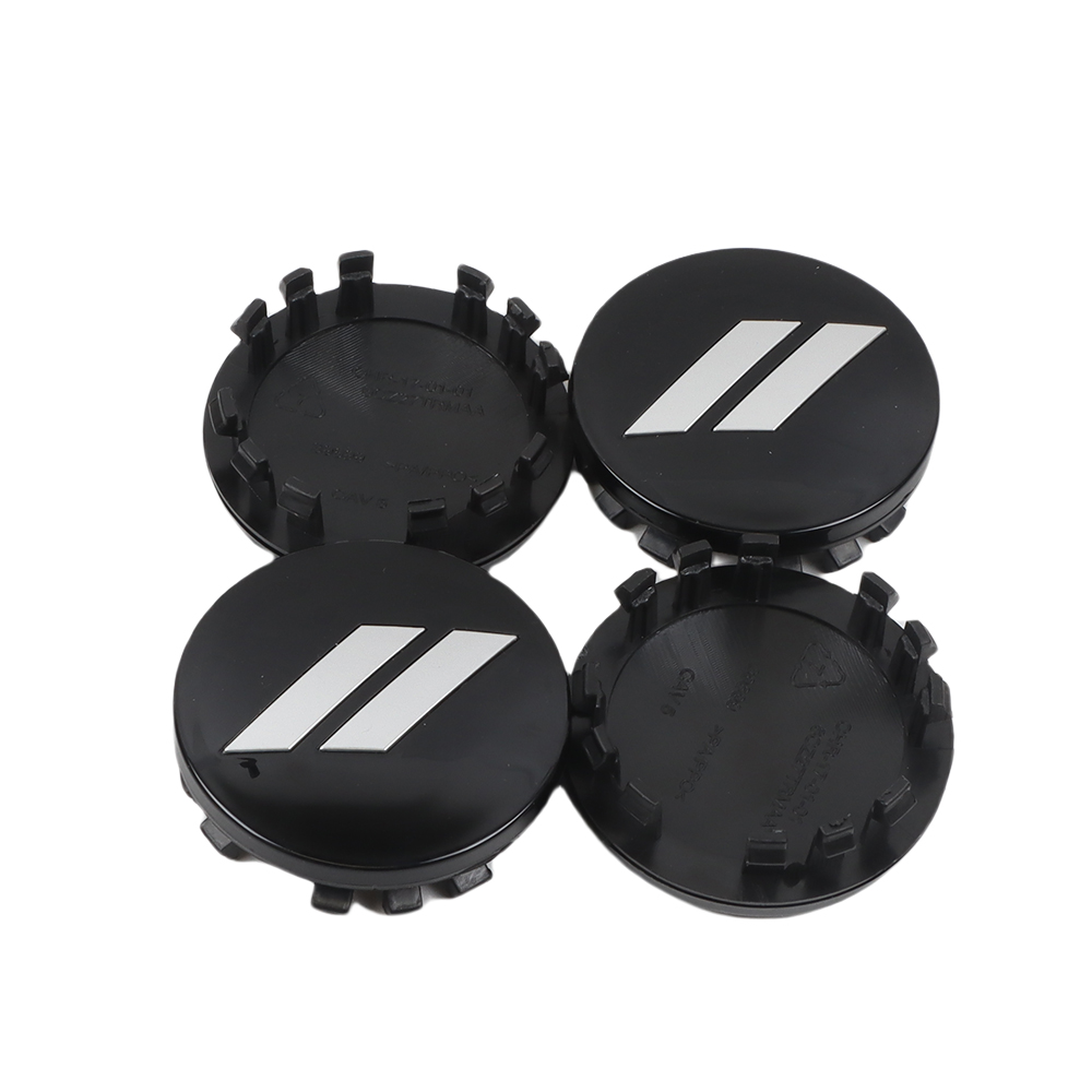 2008-2022 Challenger Durango Gloss Black Silver Slash Wheel Center Caps ABS Dodge 6CZ27RXFAA