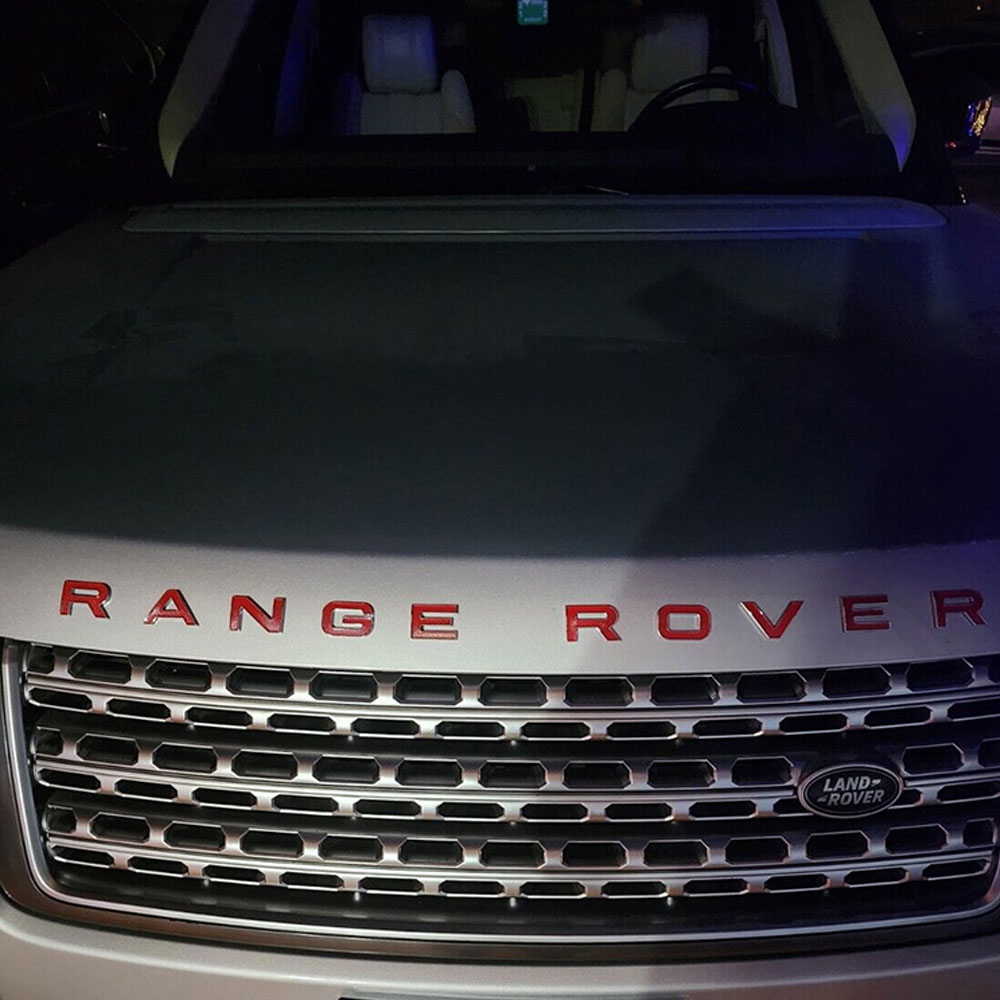 1pc Range Rover Plastic Front Hood / Rear Tailgate Letters Glossy Red Land Rover 