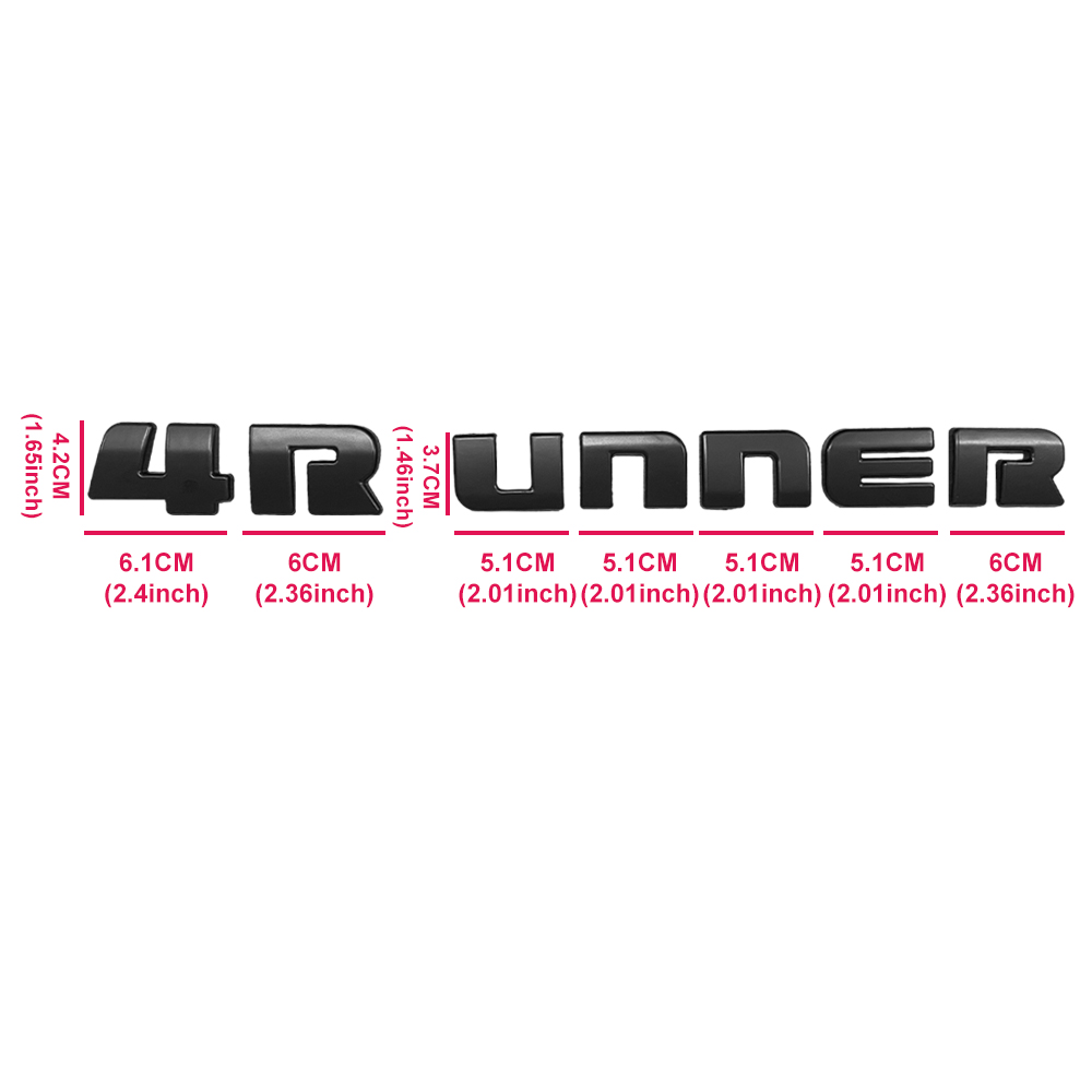 1PC 2010-2024 4RUNNER ABS 3D Tailgate Rear Blackout Letter Overlay Matte Black Toyota