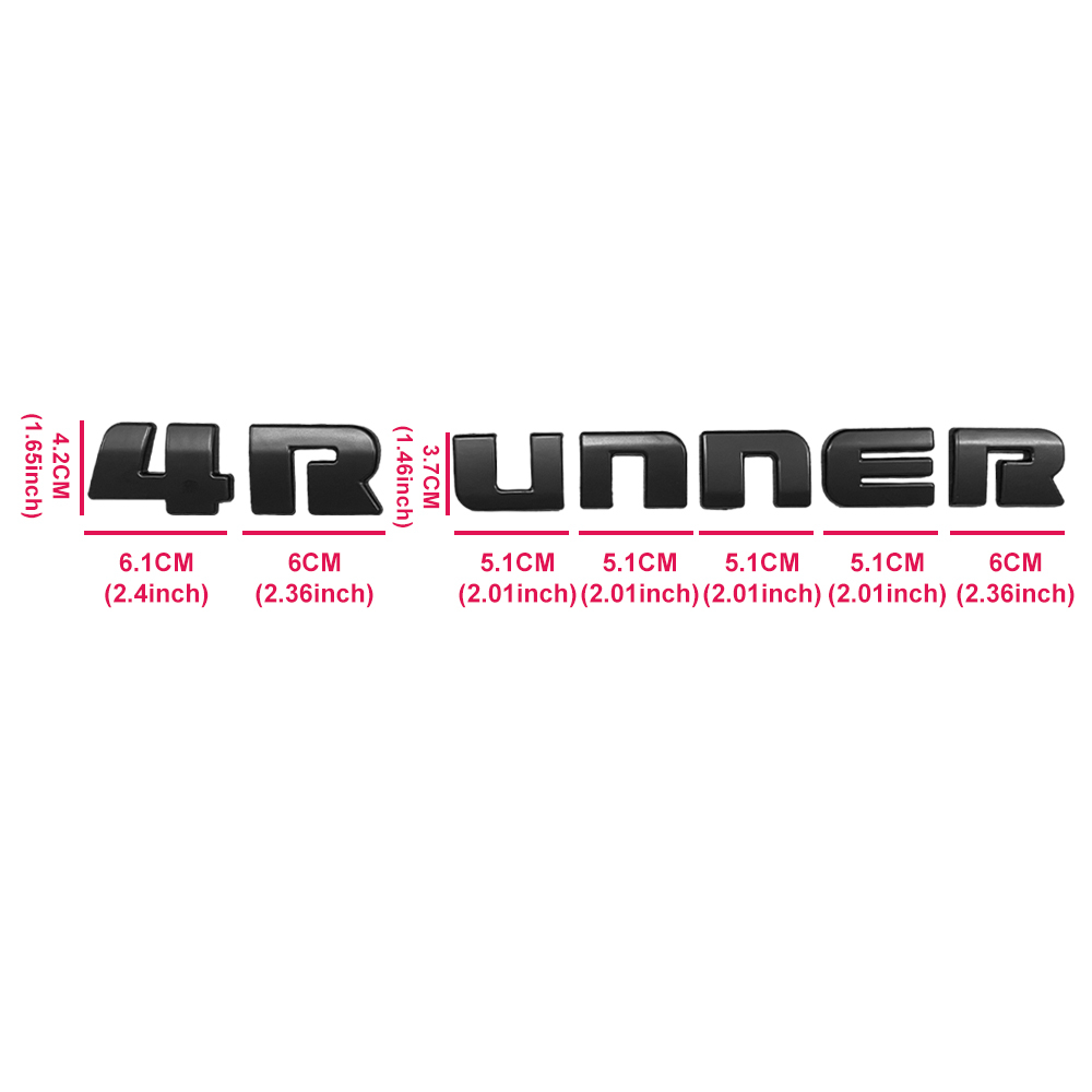 1PC 2010-2024 4RUNNER ABS 3D Tailgate Rear Blackout Letter Overlay Matte Black Toyota